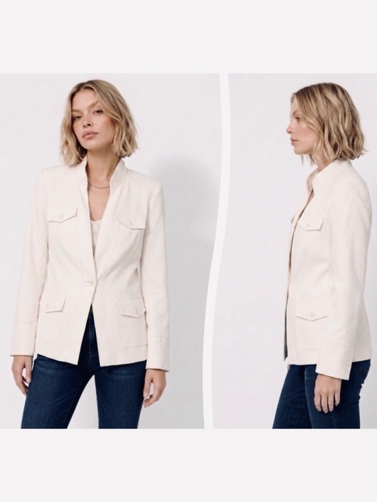 White House Black Market Jackets & Blazers - WHBM Cotton Blend Ecru Safari Utility Jacket